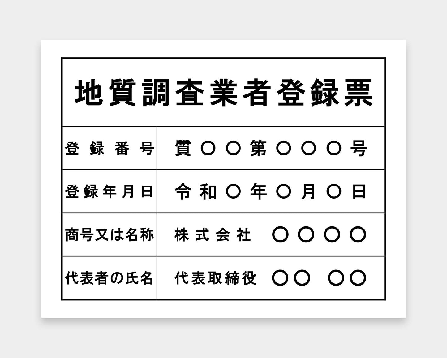 地質調査業者登録票