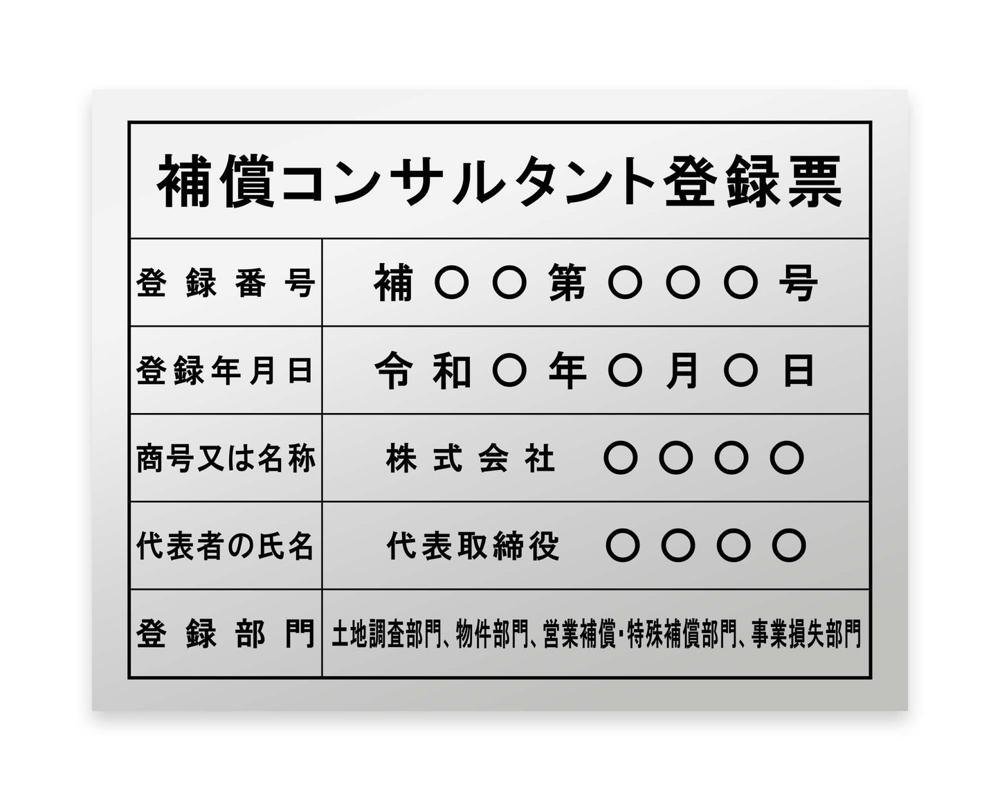 補償コンサルタント登録票