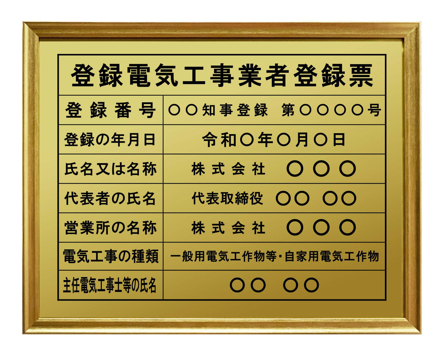 登録電気工事業者登録票