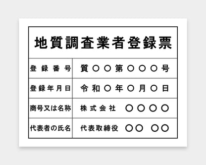 地質調査業者登録票