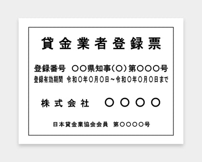 貸金業者登録票